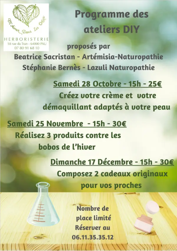 Naturopathe Billère affiche ateliers 4ème trimestre 2023