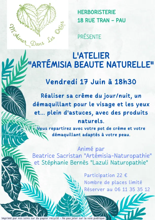 Affiche événement 17 juin 2022 - atelier beauté naturelle
